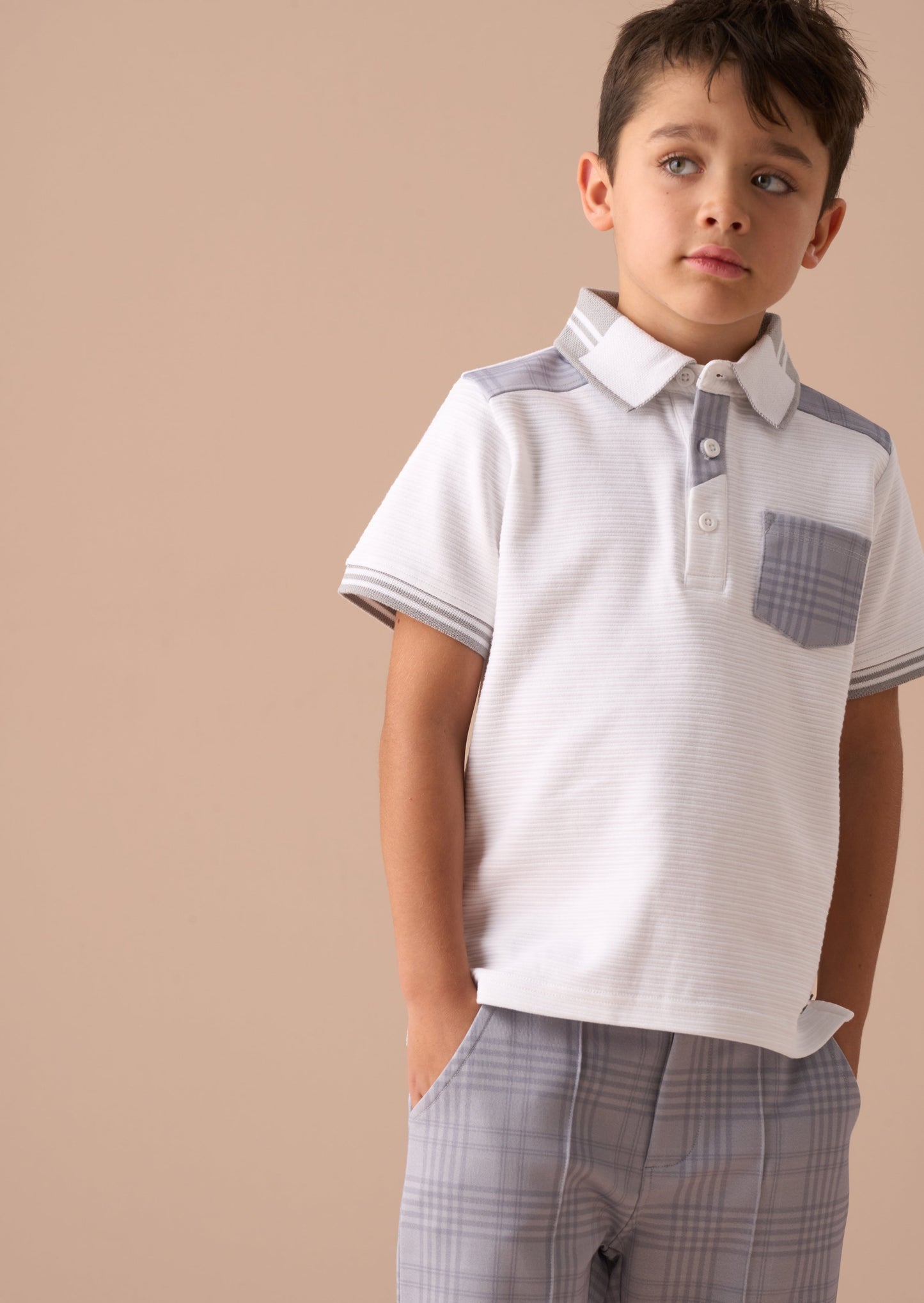 Kane White Colour Block Polo