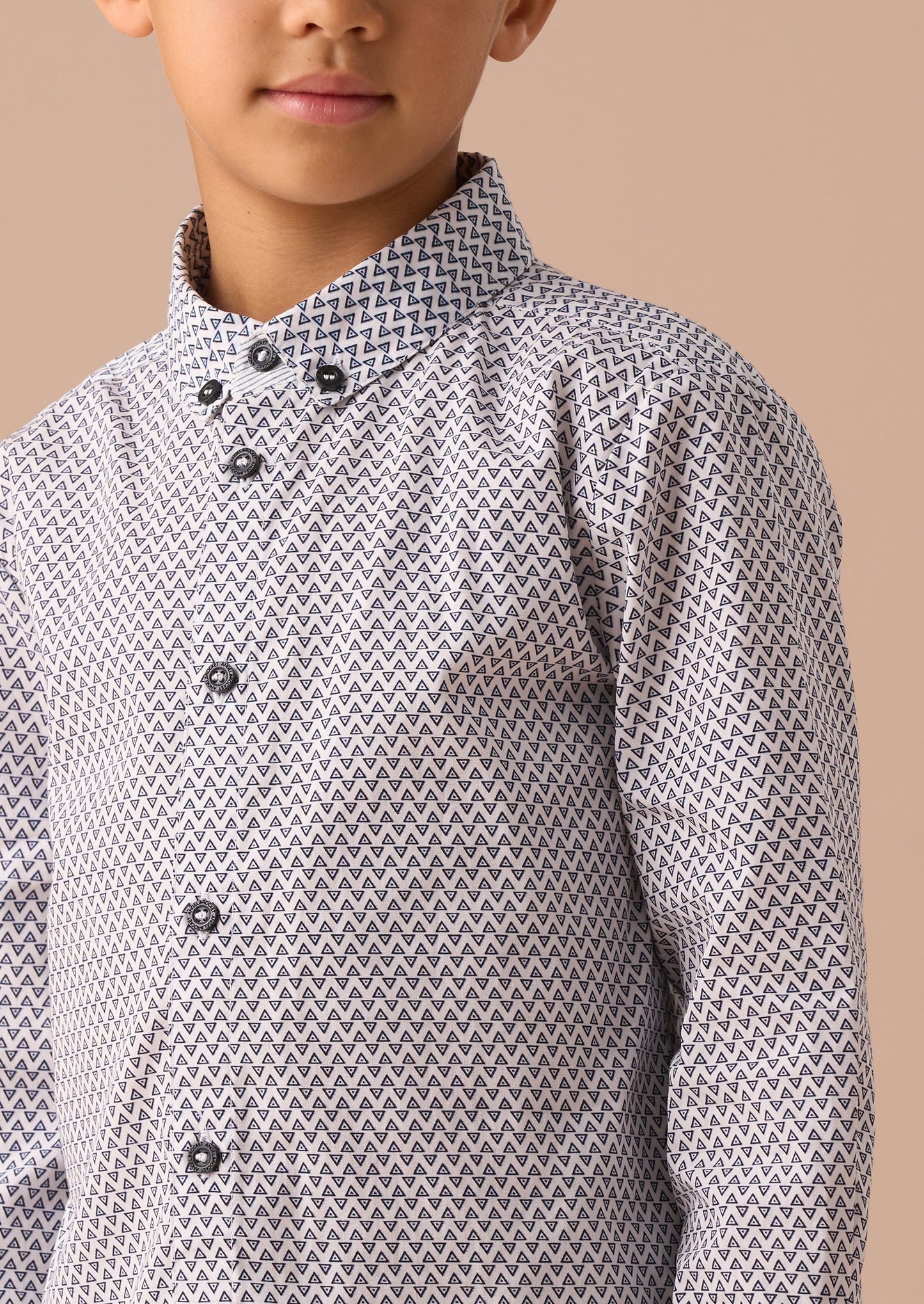 Geo White Geometric Print Shirt