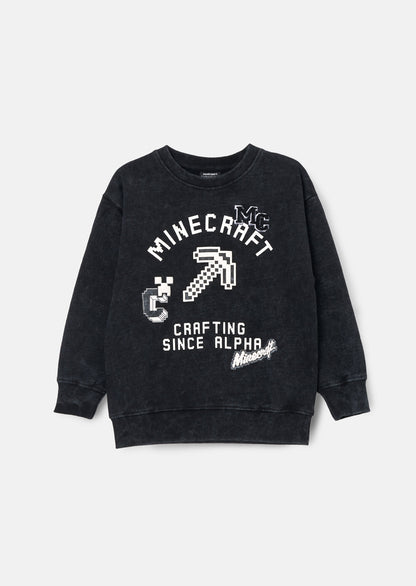 Minecraft Grey Graphic Washed Sweat