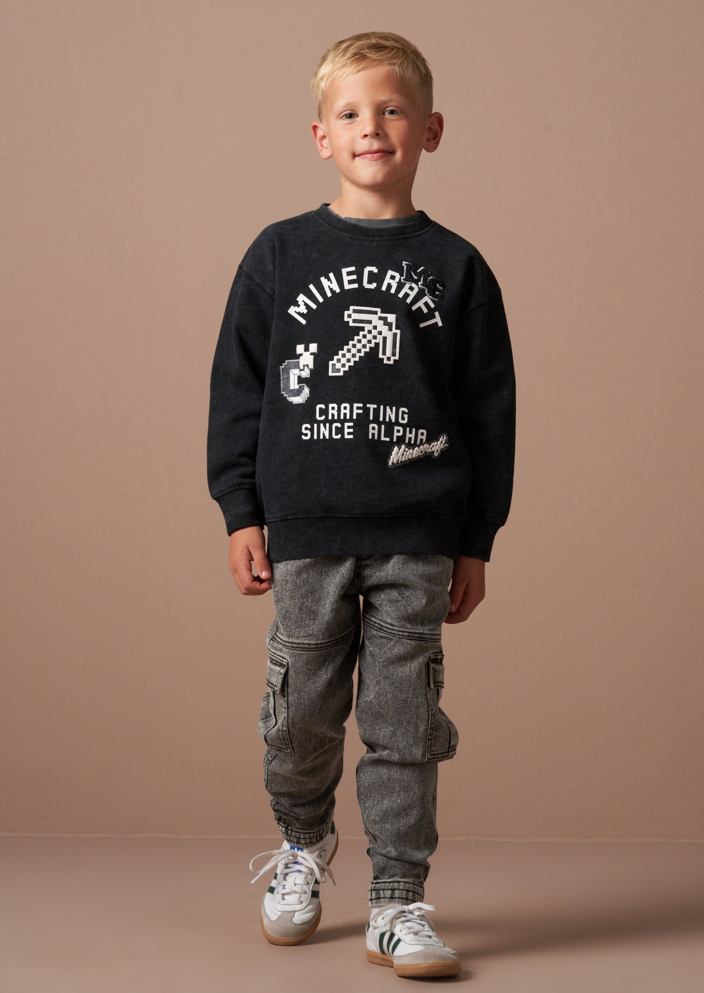 Minecraft Grey Graphic Washed Sweat