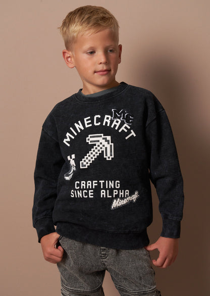 Minecraft Grey Graphic Washed Sweat