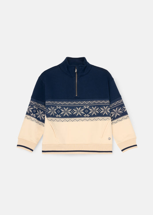 Ayden Zip Neck Fairisle Sweat