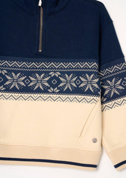 Ayden Zip Neck Fairisle Sweat