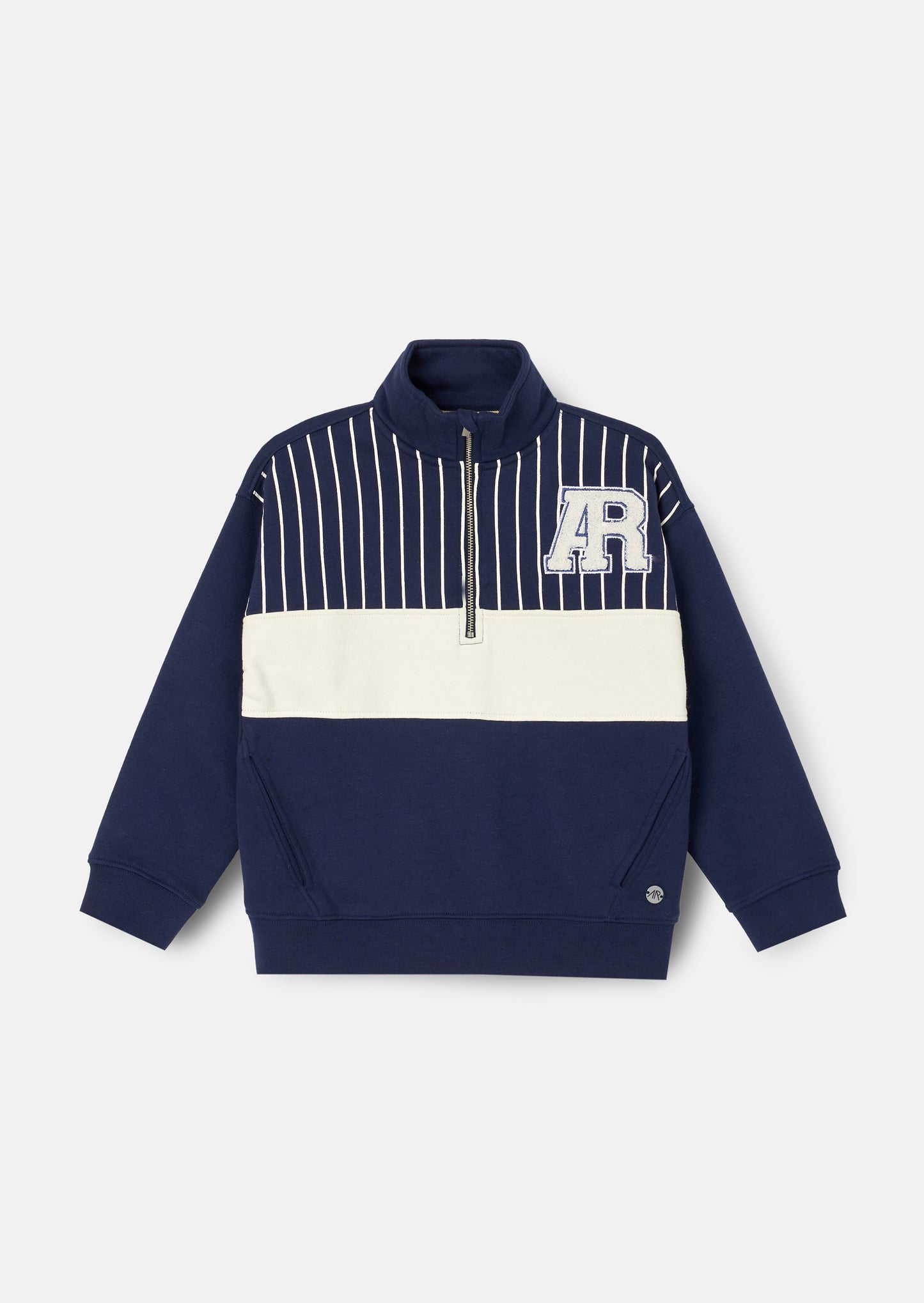 Griffin Zip Neck Cut And Sew Sweatshirt