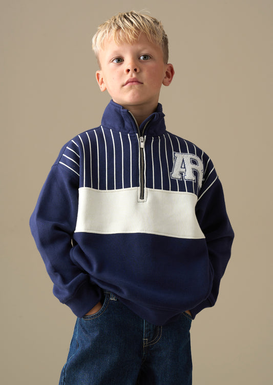 Griffin Zip Neck Cut And Sew Sweatshirt