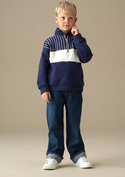 Griffin Zip Neck Cut And Sew Sweatshirt