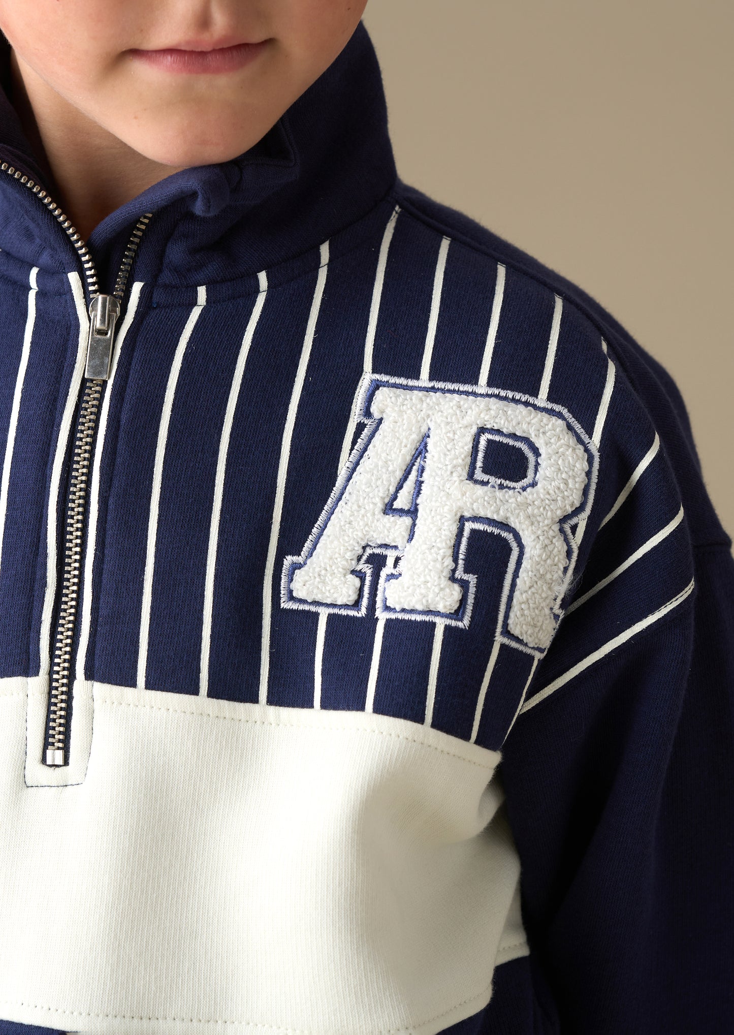 Griffin Zip Neck Cut And Sew Sweatshirt