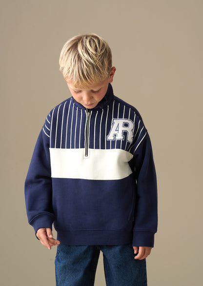 Griffin Zip Neck Cut And Sew Sweatshirt