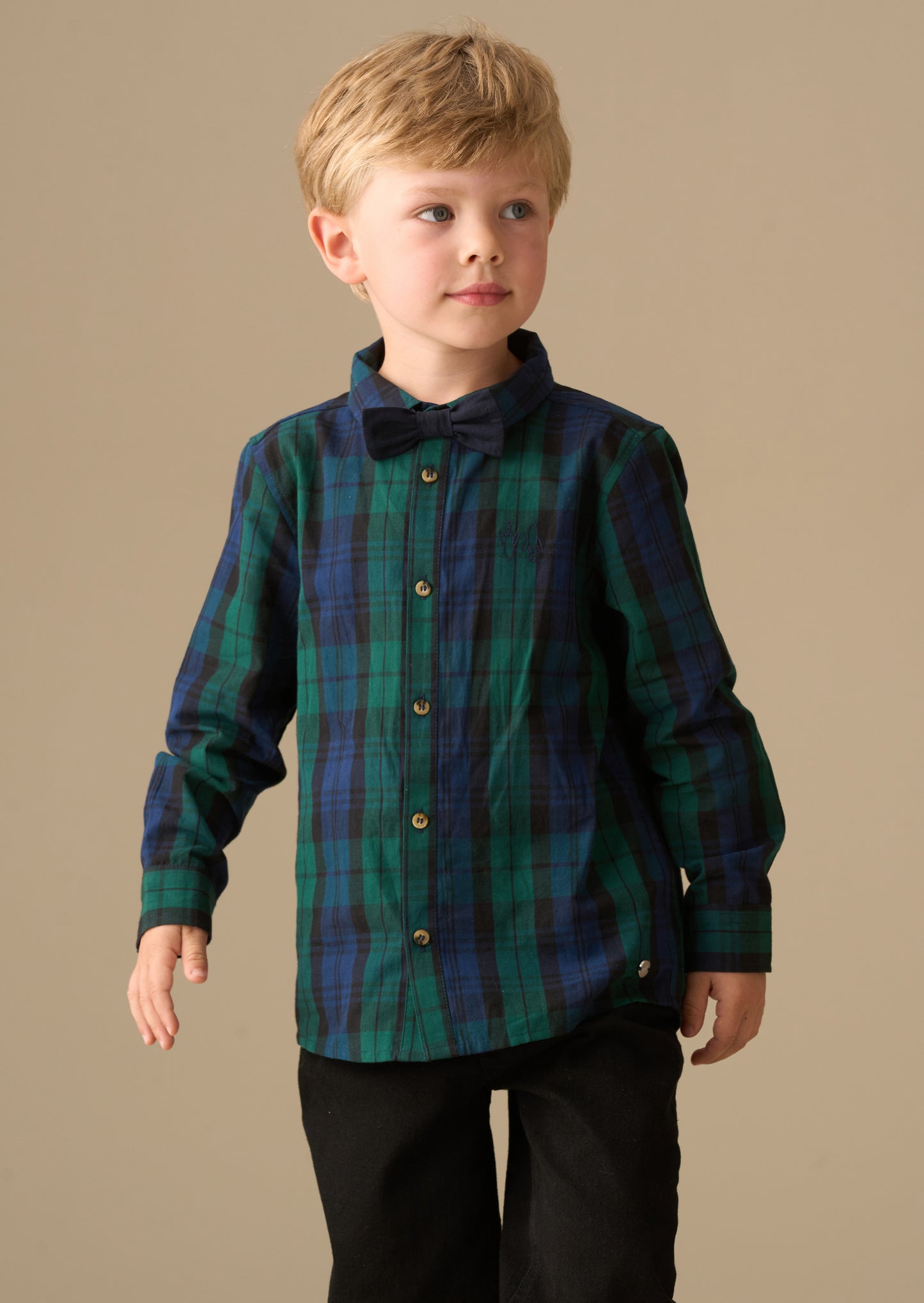 Abel Plaid Shirt With Bow Tie