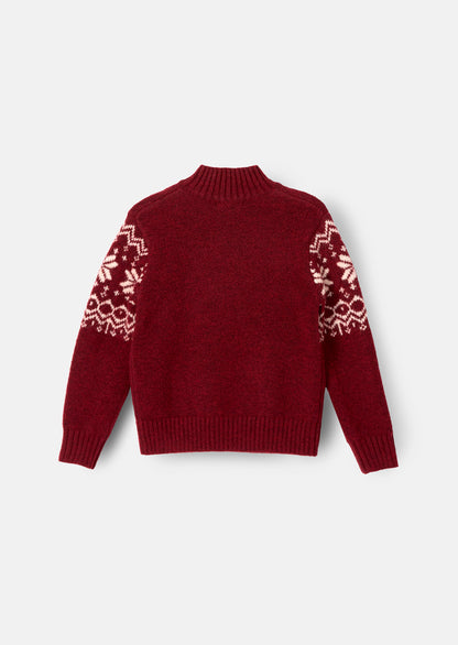 Oakley Burgundy Fairisle Zip Neck