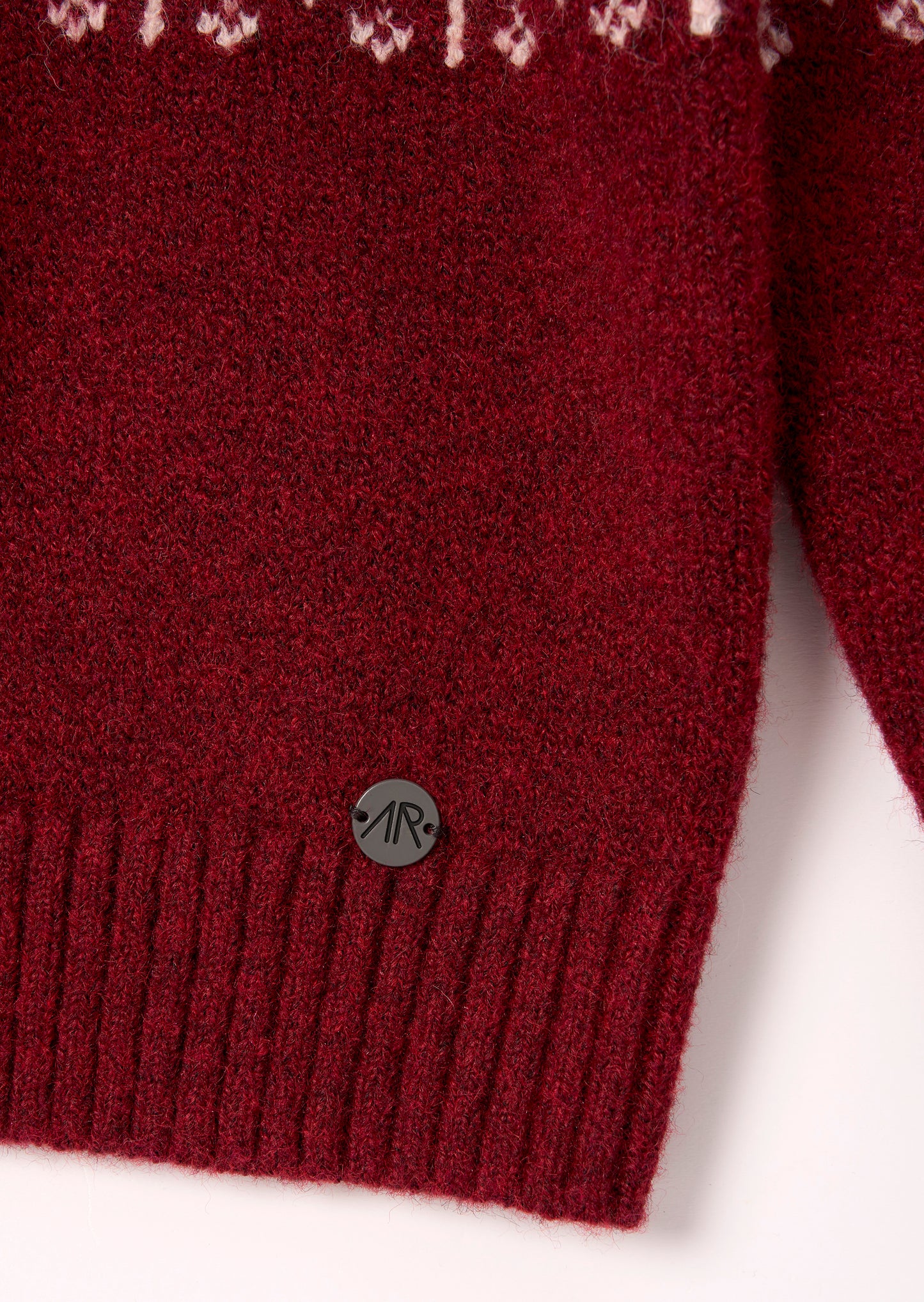 Oakley Burgundy Fairisle Zip Neck