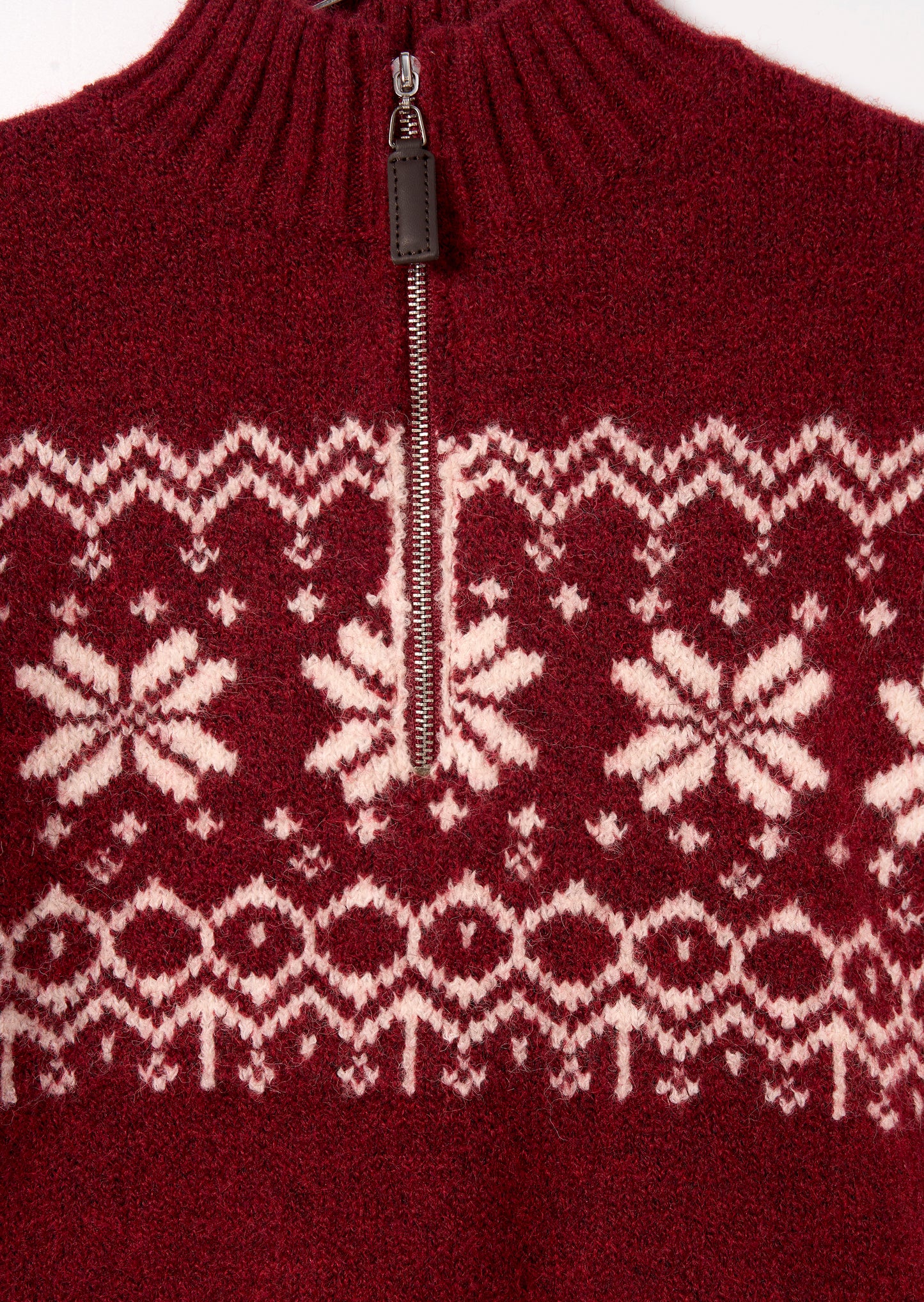 Oakley Burgundy Fairisle Zip Neck