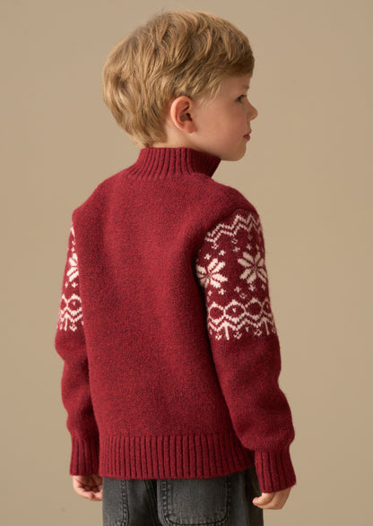 Oakley Burgundy Fairisle Zip Neck