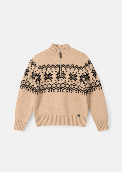 Oakley Stone Fairisle Zip Neck
