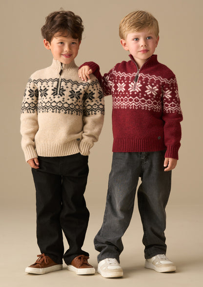 Oakley Stone Fairisle Zip Neck