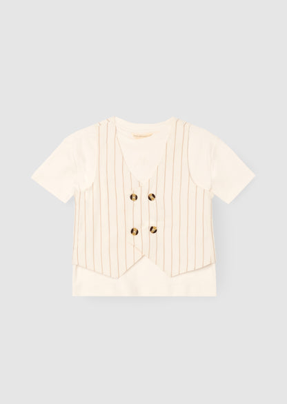 Jake Double Breasted Stripe Waistcoat And T Shirt Set