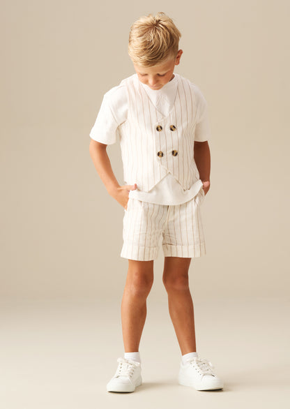 Jake Double Breasted Stripe Waistcoat And T Shirt Set