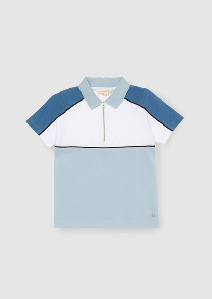 Asher Blocked Pique Zip Polo