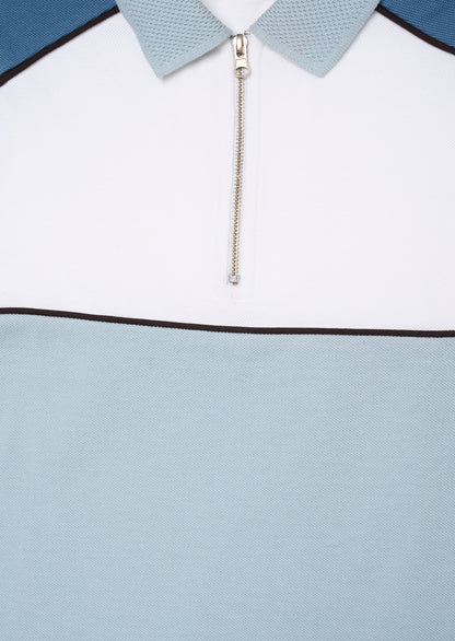 Asher Blocked Pique Zip Polo