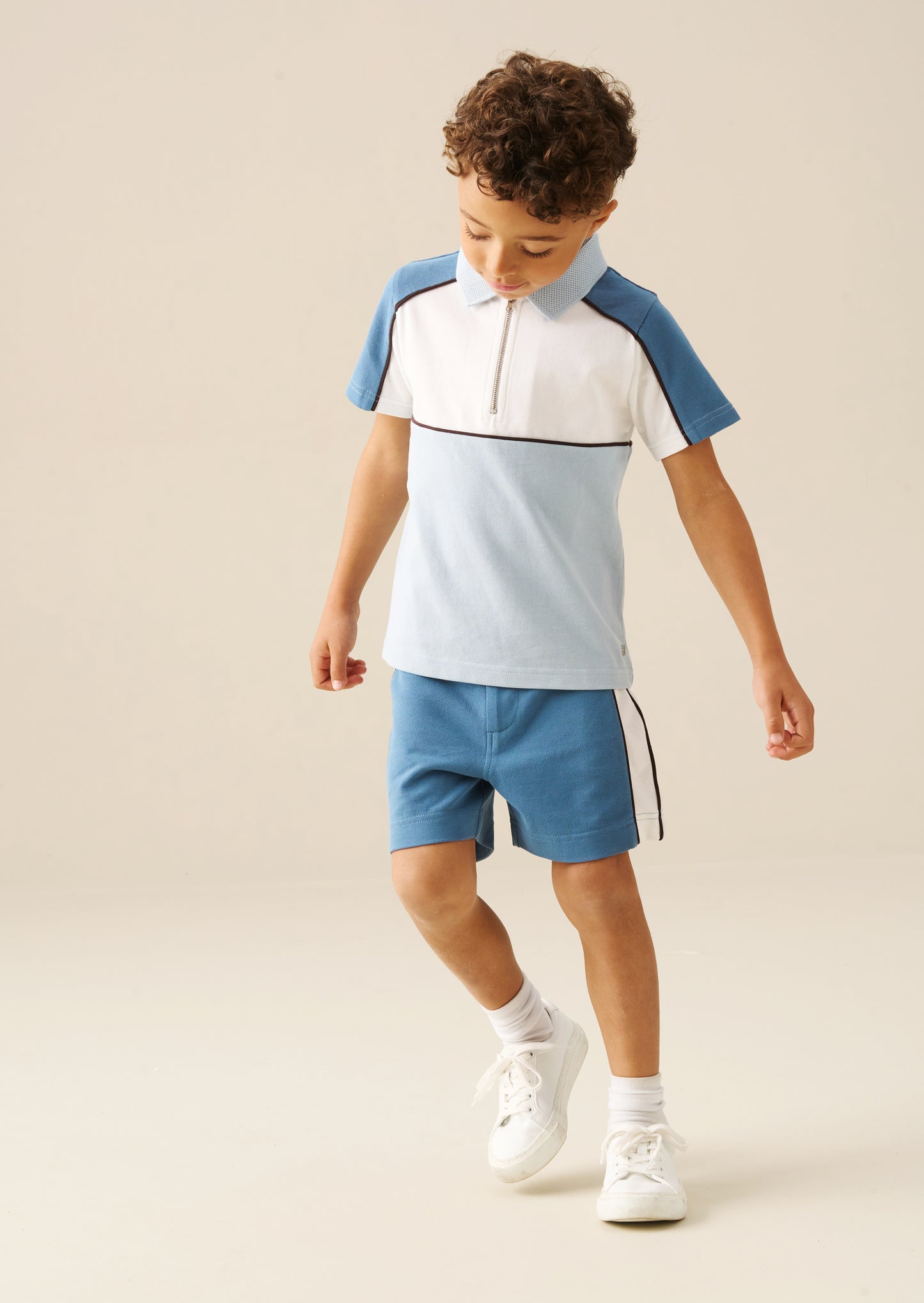 Asher Blocked Pique Zip Polo