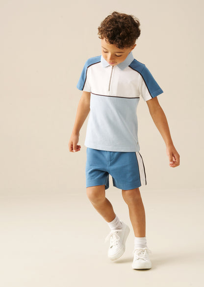 Asher Blocked Pique Zip Polo