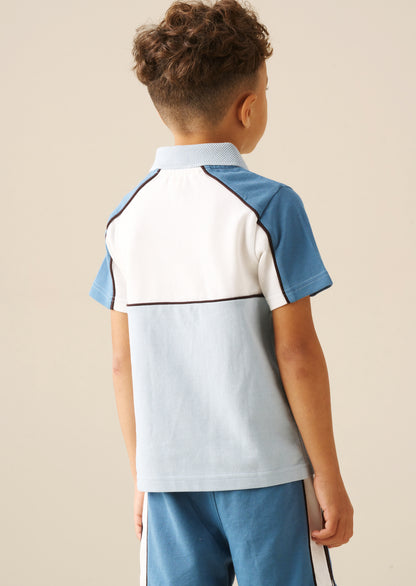 Asher Blocked Pique Zip Polo