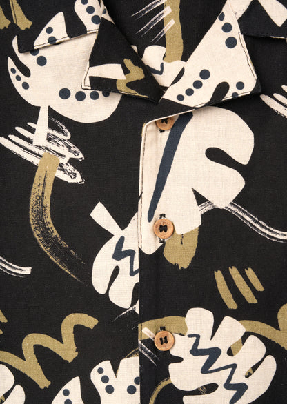Finn Leaf Print Textured Shirt