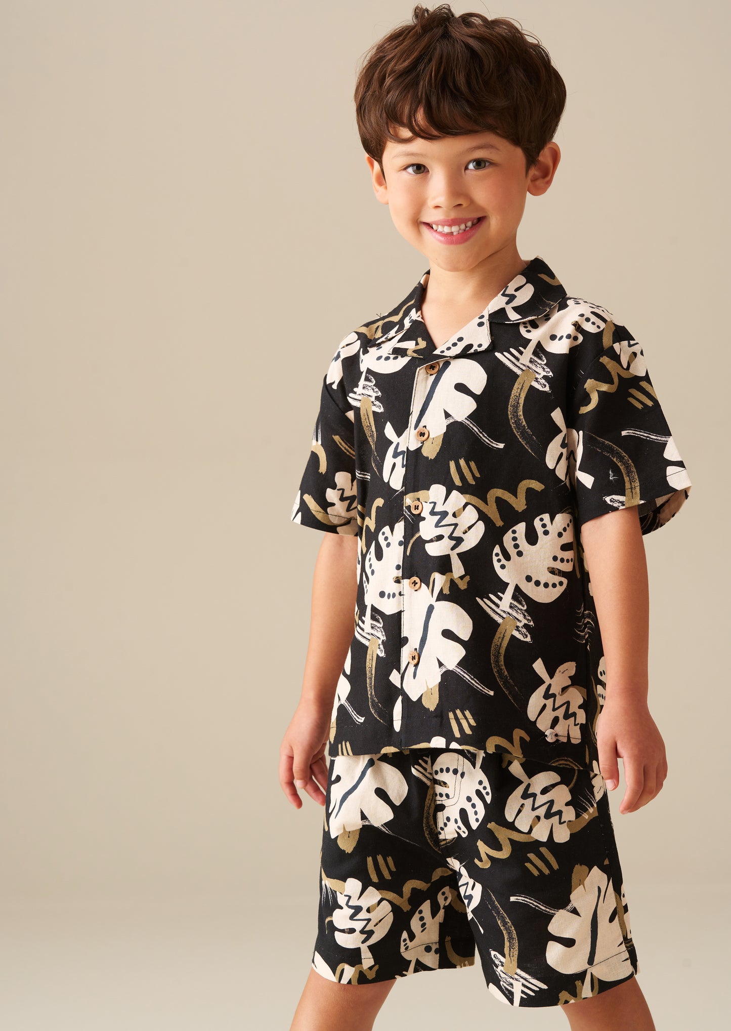 Finn Leaf Print Textured Shirt