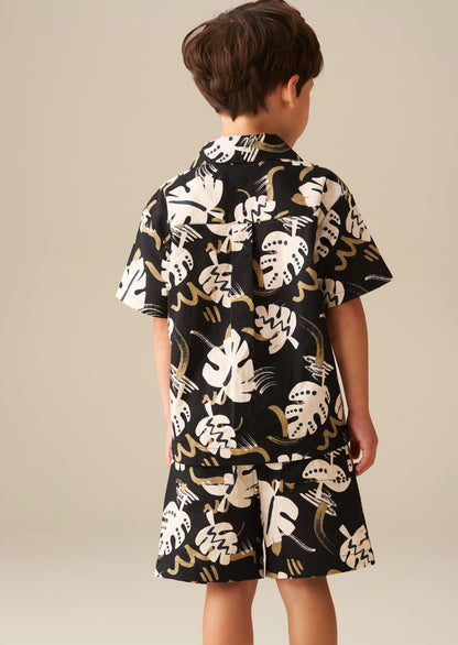 Finn Leaf Print Textured Shirt