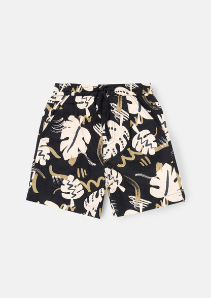 Finn Leaf Print Textured Short