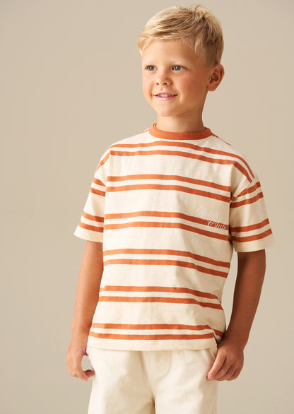 Theo Stripe Textured T Shirt