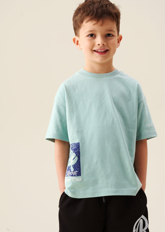 Logan Teal Graphic Back T Shirt