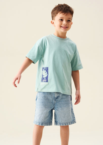 Logan Teal Graphic Back T Shirt