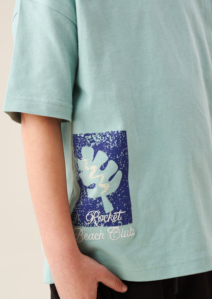 Logan Teal Graphic Back T Shirt