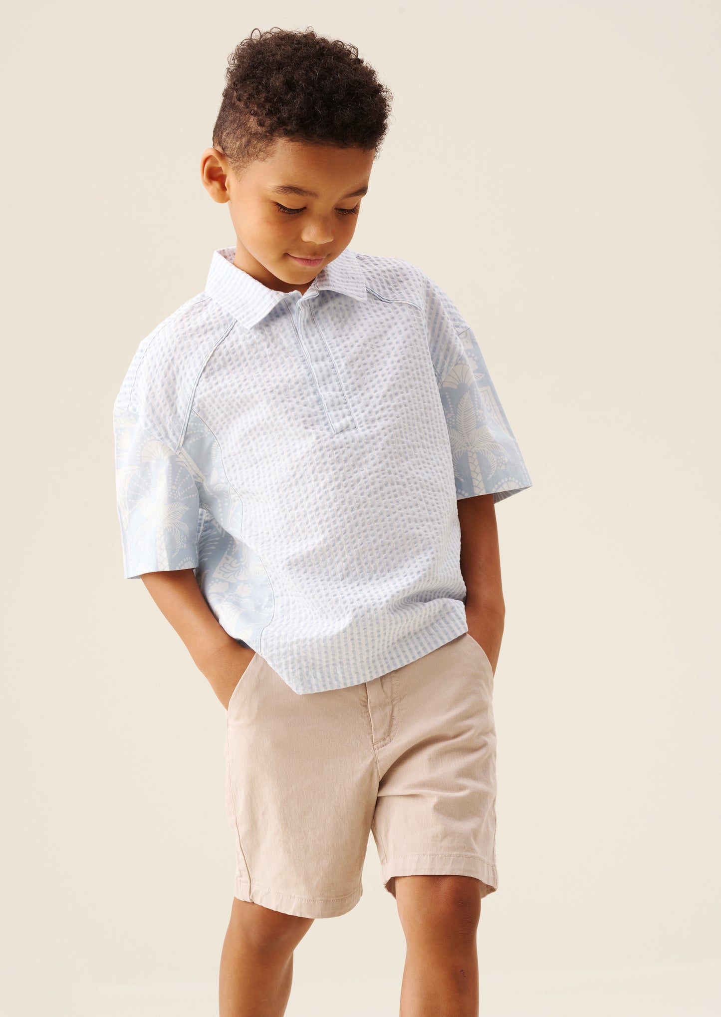 Regan Cut And Sew Stripe Palm Shirt