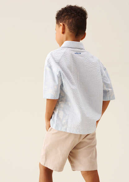 Regan Cut And Sew Stripe Palm Shirt