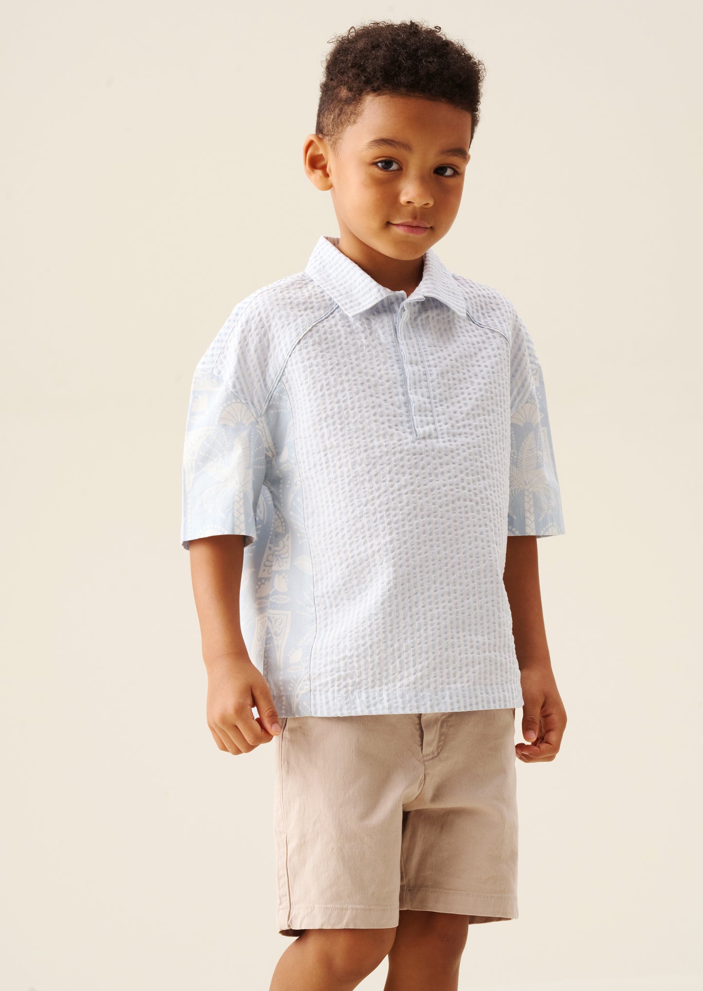 Regan Cut And Sew Stripe Palm Shirt