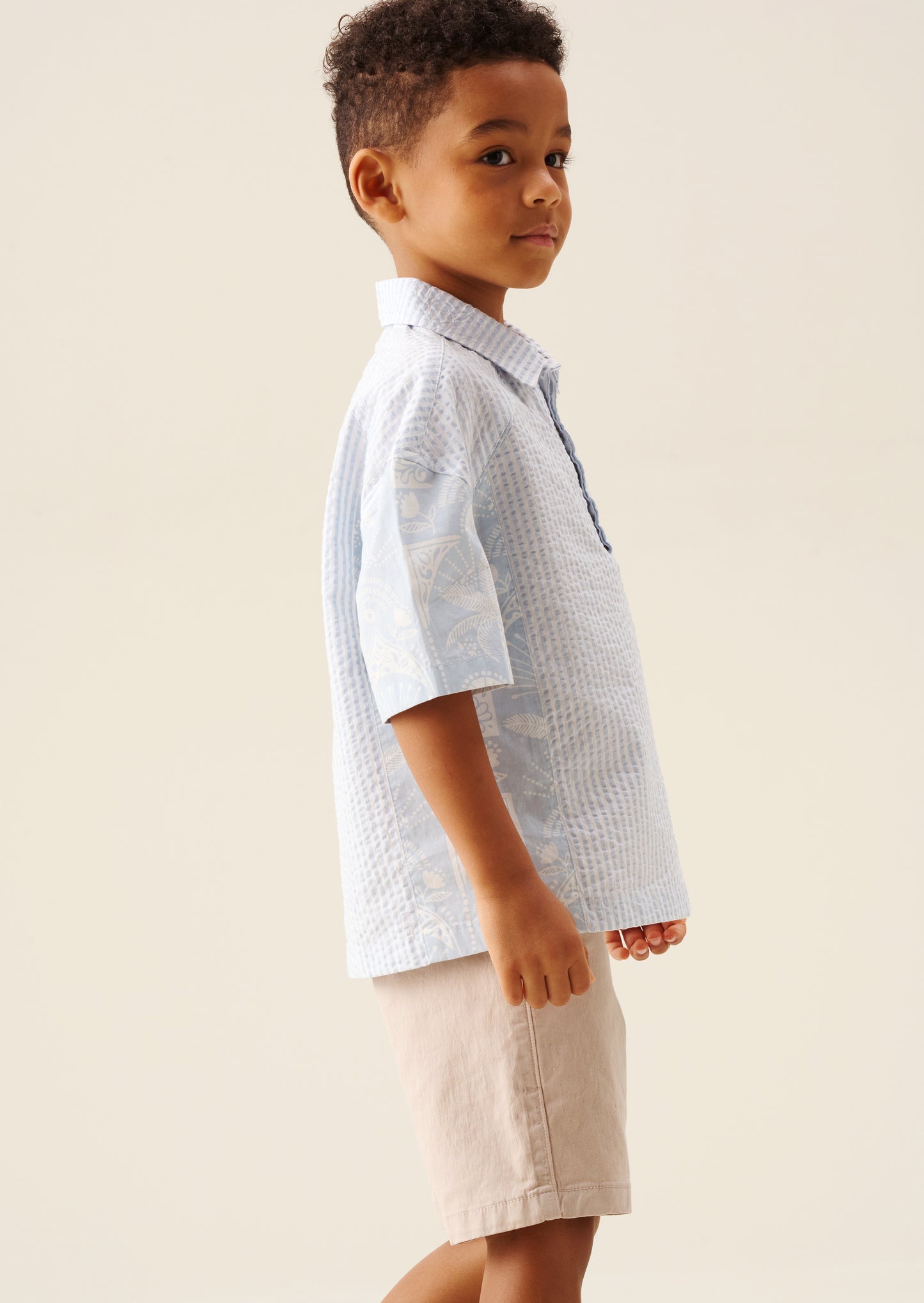 Regan Cut And Sew Stripe Palm Shirt