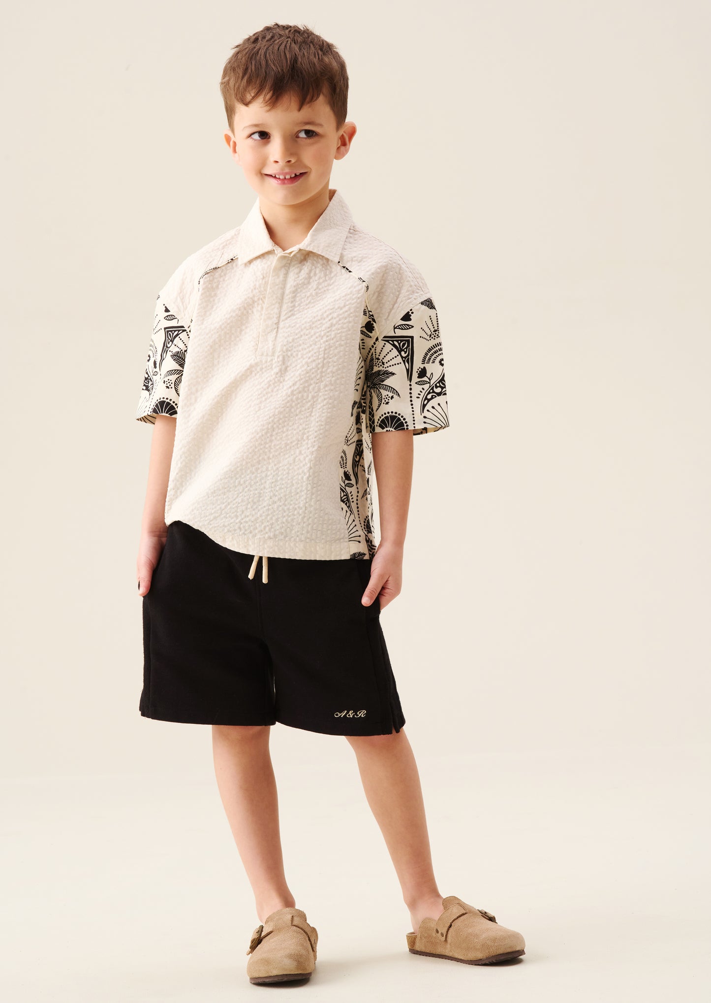 Regan Cut And Sew Stripe Palm Shirt