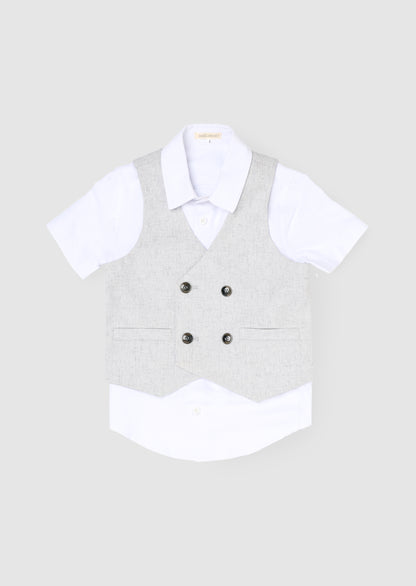 Luca Melange Waistcoat and Shirt Set