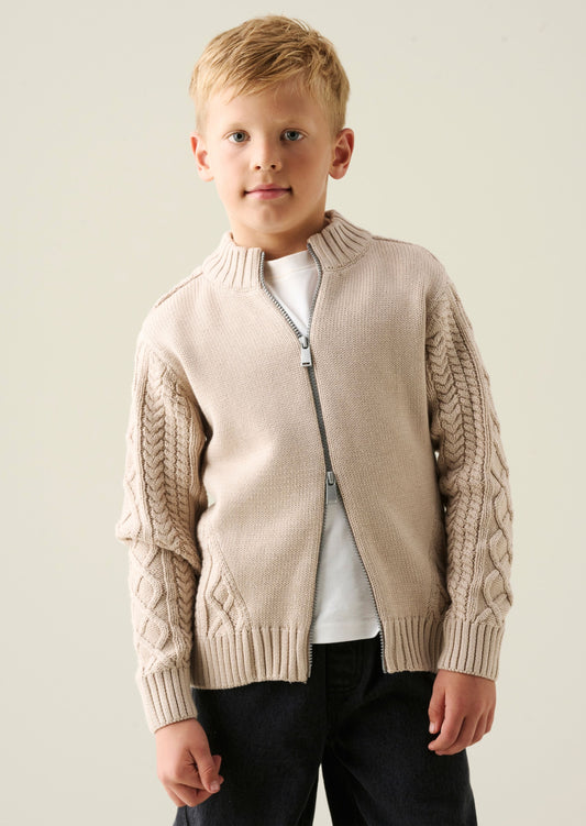 Max Zip Through Contrast Panel Knit