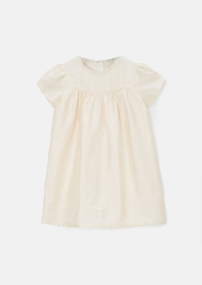 Sofia Ivory Tafetta Lace Trim Dress