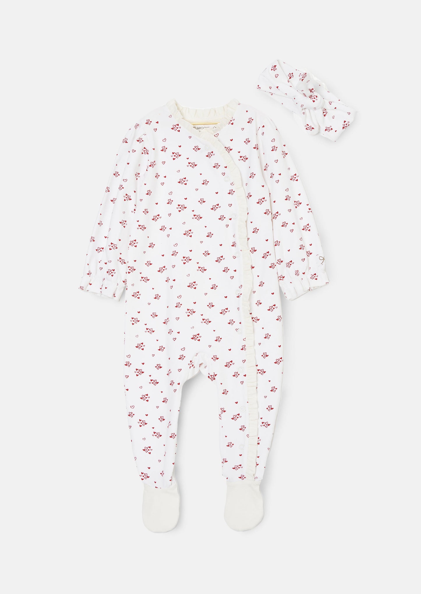 Clemie White Frill Heart Babygrow