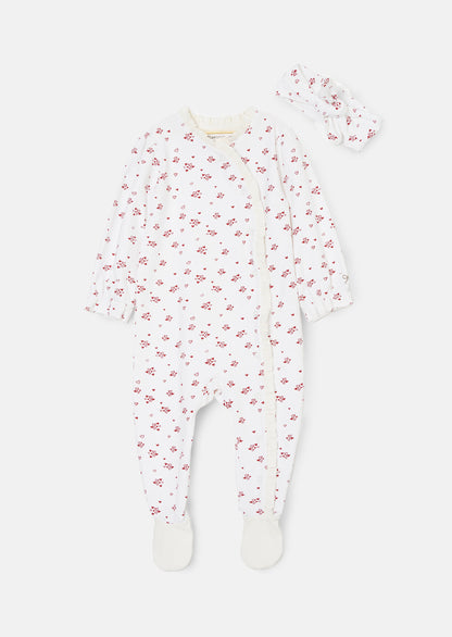 Clemie White Frill Heart Babygrow