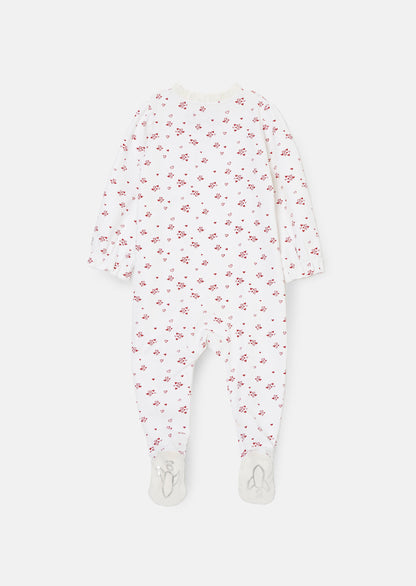 Clemie White Frill Heart Babygrow
