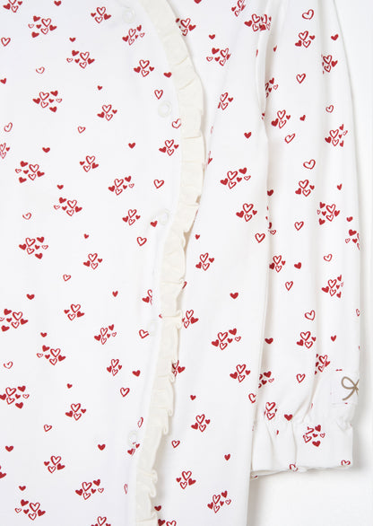 Clemie White Frill Heart Babygrow