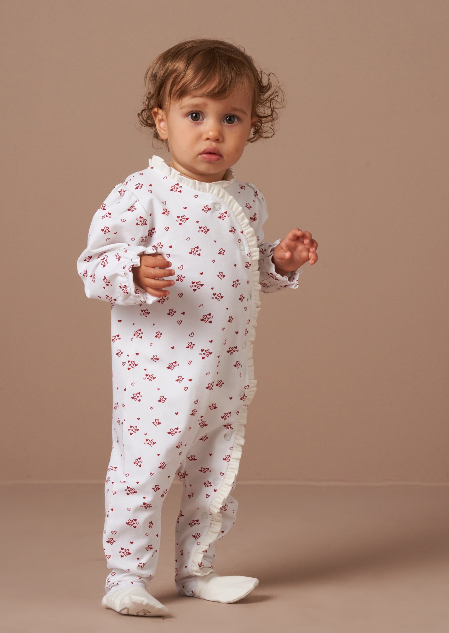 Clemie White Frill Heart Babygrow
