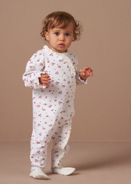 Clemie White Frill Heart Babygrow