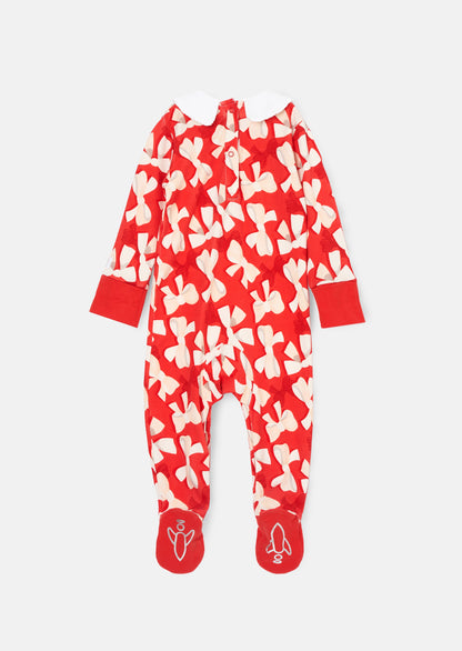Delphine Red Peter Pan Collar Babygrow