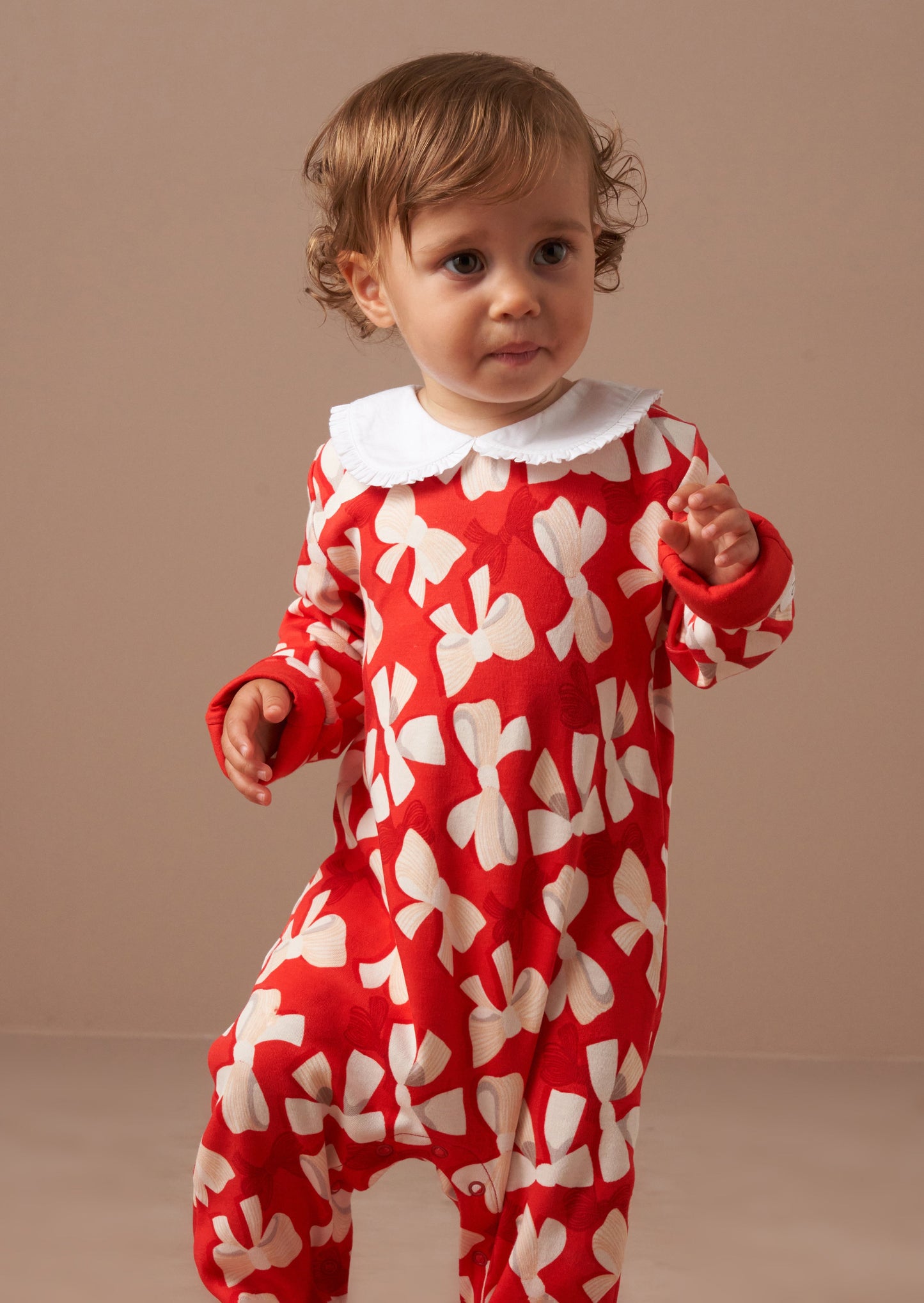 Delphine Red Peter Pan Collar Babygrow